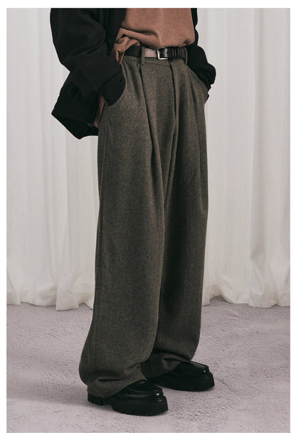 Essential Pleated Wide Leg Trousers - Wool